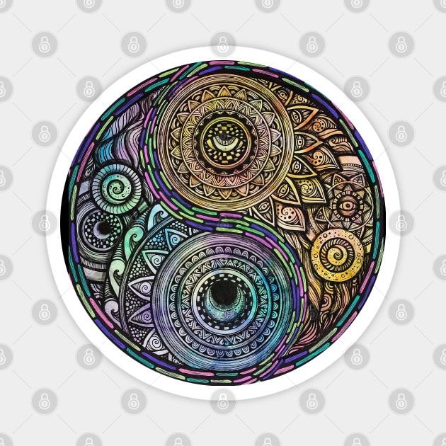 Trippy Yin yang mandala Magnet by asiancoffeegirl